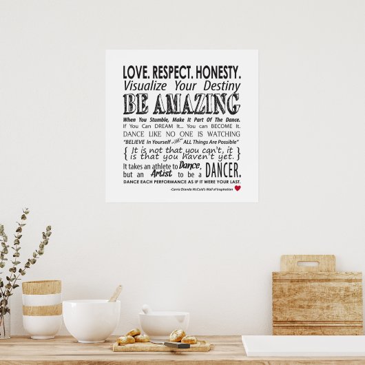 Carrie's Inspirerend Dance Quotes Poster- White Poster (Keuken)