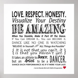 Carrie's Inspirerend Dance Quotes Poster- White Poster