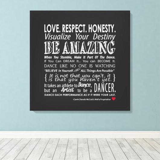 Carrie's Inspirerend dans Quotes 12x12 Canvas Afdruk (Insitu (Houten vloer))