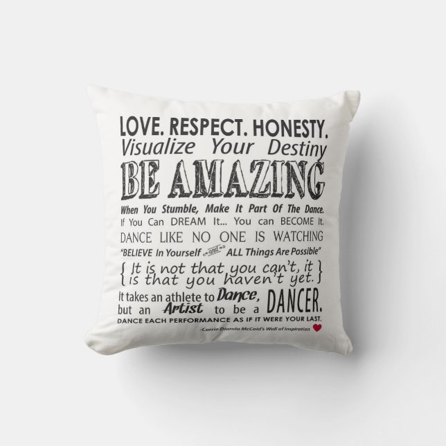 Carrie's Inspirerend dans Quotes Pillow-White Kussen (Voorkant)