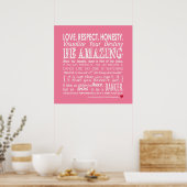 Carrie's muur van Inspirerend dans Quotes - Roze Poster (Keuken)
