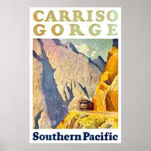 Carriso Gorge USA Vintage Travel Poster teruggezet