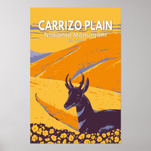 Carrizo Plain National Monument Californië Retro Poster (Voorkant)