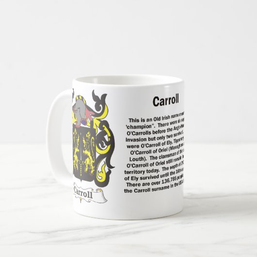 Carroll Family Coat of Arms Mok (Voorkant links)