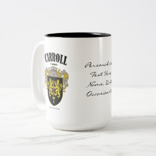 Carroll Family Crest, vertaling en betekenis Tweekleurige Koffiemok