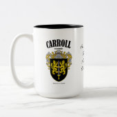 Carroll Family Crest, vertaling en betekenis Tweekleurige Koffiemok (Links)