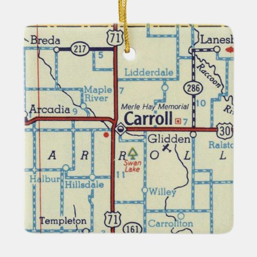 Carroll Iowa  kaart Keramisch Ornament (Voorkant)