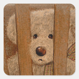 Carroll Teddy Bear Card Vierkante Sticker
