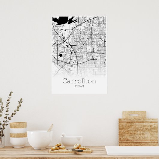 Carrollton Map - Texas - City Map Poster (Keuken)