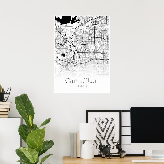 Carrollton Map - Texas - City Map Poster (Thuiskantoor)