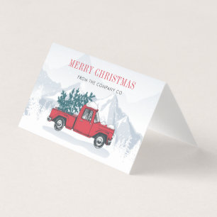 Carrosserie met kerst met rode vrachtwagen visitekaartje