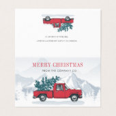 Carrosserie met kerst met rode vrachtwagen visitekaartje (Buitenkant ongevouwen)