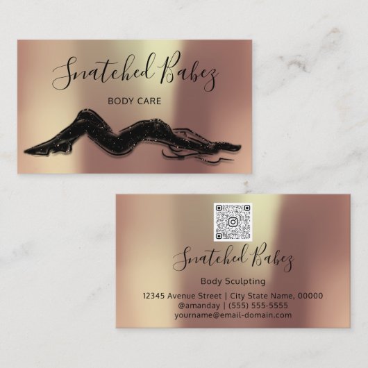 Carrosserie schuifende QRCODE Black Roos koper Visitekaartje (Voorkant / Achterkant)