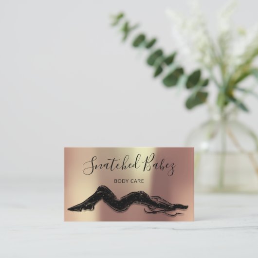 Carrosserie schuifende QRCODE Black Roos koper Visitekaartje (Staand voorkant)