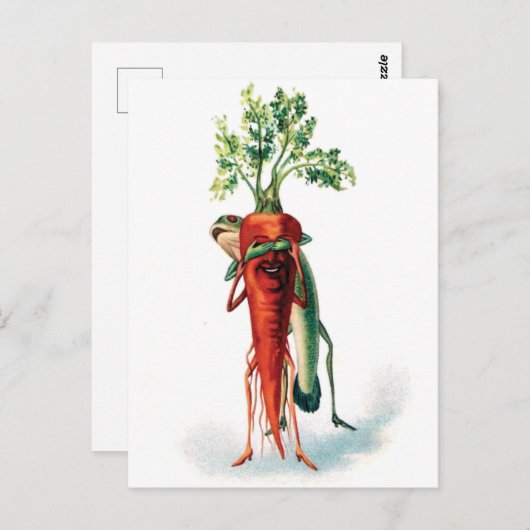 Carrot and Frog Funny Valentine Briefkaart (Voorkant / Achterkant)