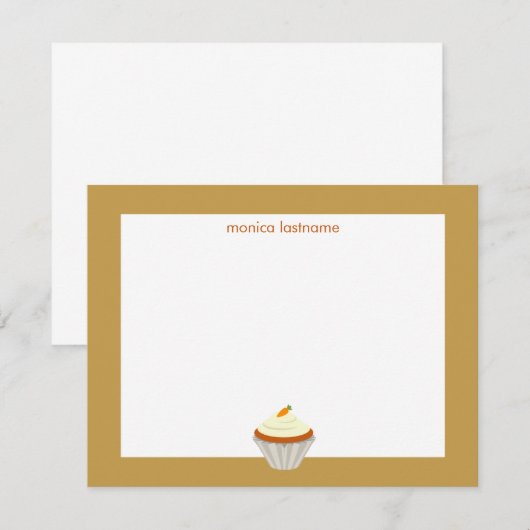 Carrot Cake Cupcake, gepersonaliseerd Flat Notecar Notitiekaartje (Voorkant / Achterkant)
