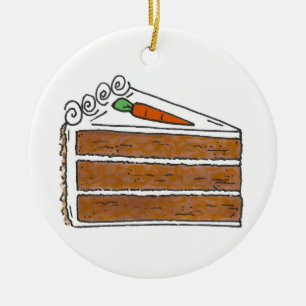 Carrot Cake Slice Cream Cheese Frosting Bakery Keramisch Ornament