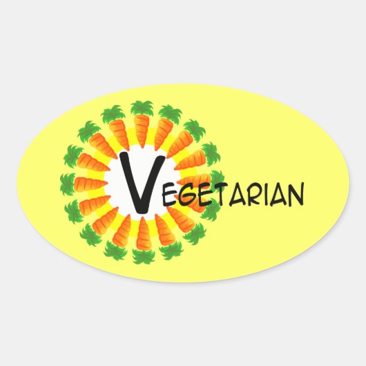 Carrot Circle Sun Vegetarian Ovale Sticker (Voorkant)