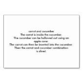 Carrot Cucumber Reading Flashcards for Adults Kaart (Achterkant)