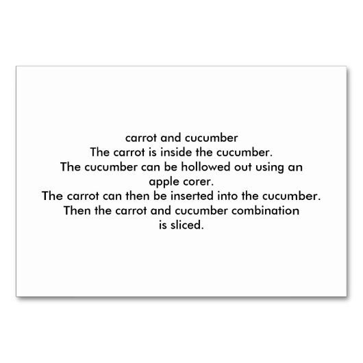 Carrot Cucumber Reading Flashcards for Adults Kaart (Achterkant)