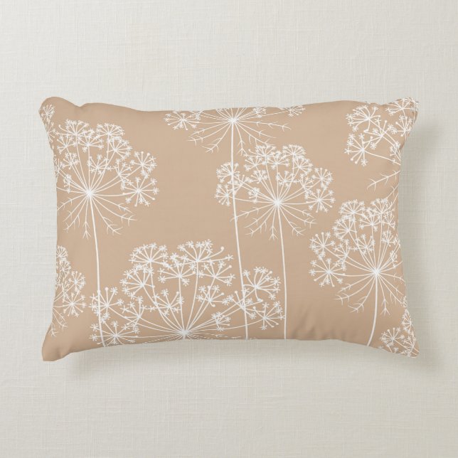 Carrot Flower Silhouette Soft Beige Throw Pillow Accent Kussen (Voorkant)