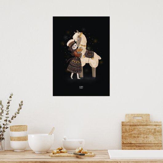 CARROT LAMA door Alexandra Dikaia Poster (Keuken)