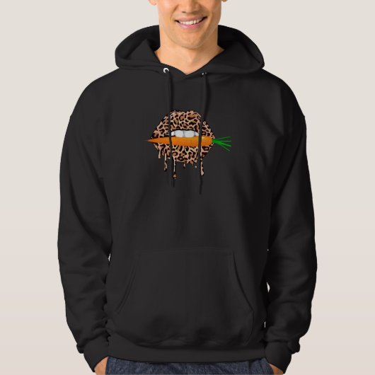 Carrot Leopard Print Lips Funny Vegan Vegetarian V Hoodie (Voorkant)