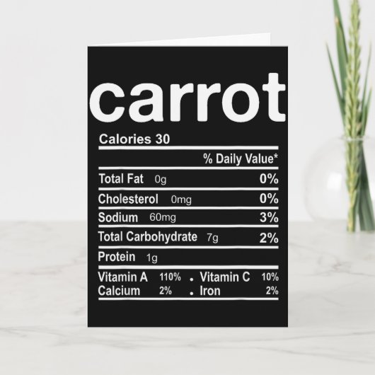 Carrot Nutrition Facts Funny Thanksgiving Christma Kaart (Voorkant)