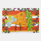 Carrots Orang Stripe 100% Vegan Kitchen Hand Towel Theedoek (Horizontaal)