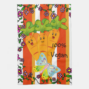Carrots Orang Stripe 100% Vegan Kitchen Hand Towel Theedoek