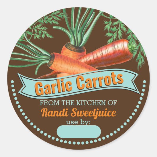 Carrots personalized home canning homemade by ronde sticker (Voorkant)