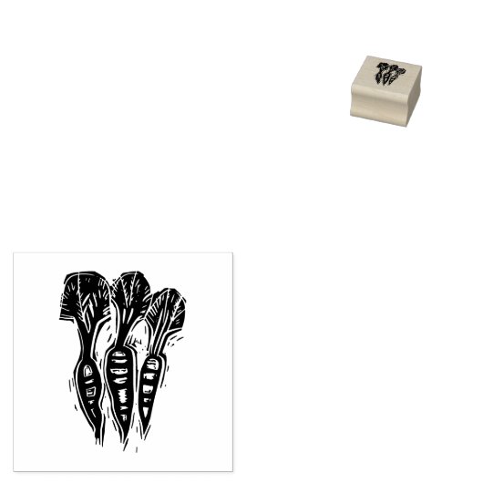 Carrots Vegetarian Menu Choice Rustic Linocut Rubberstempel (Gestempeld)
