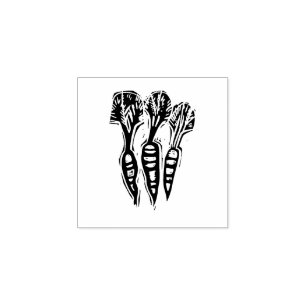 Carrots Vegetarian Menu Choice Rustic Linocut Rubberstempel