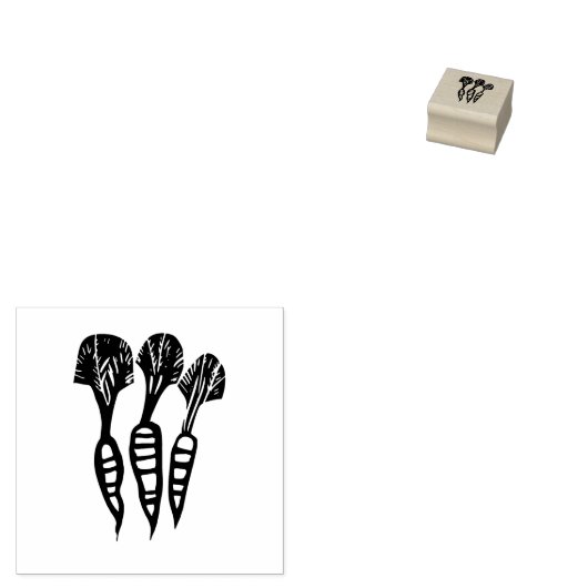 Carrots Vegetarian Vegan Menu Choice Linocut Rubberstempel (Gestempeld)