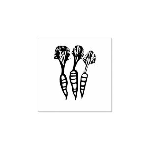 Carrots Vegetarian Vegan Menu Choice Linocut Rubberstempel