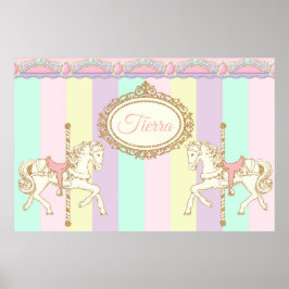 Carrousel Achtergrond Circus Banner Roze Poster