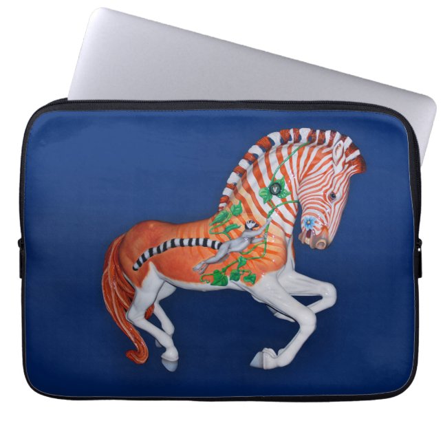 Carrousel Animal Quagga Zebra Photo-laptophoes Laptop Sleeve (Voorkant)