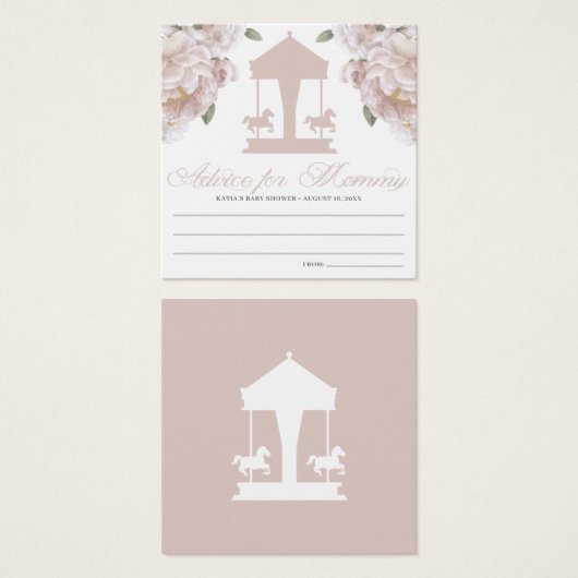 Carrousel Baby shower Advice Kaarten Vierkante Visitekaartjes (Voorkant /achterkant)