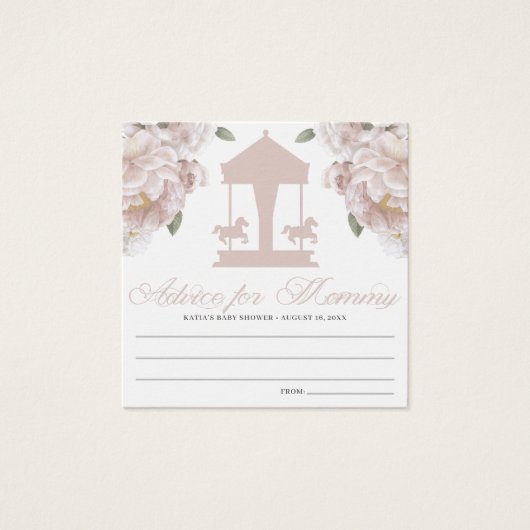 Carrousel Baby shower Advice Kaarten Vierkante Visitekaartjes (Voorkant)