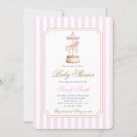 Carrousel Baby shower Girl Invitation