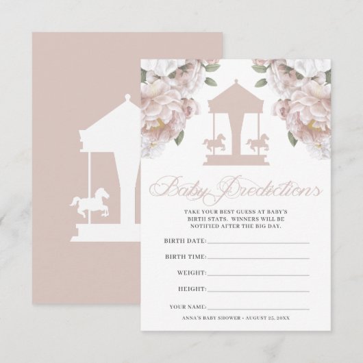 Carrousel Baby shower Guessing spel Kaart (Voorkant / Achterkant)