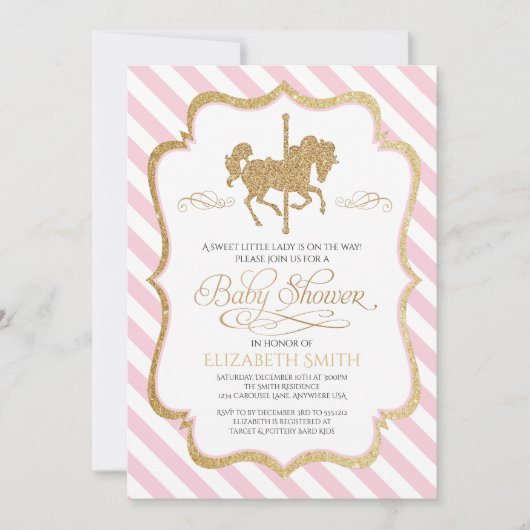 Carrousel Baby shower Invitation Kaart (Voorkant)