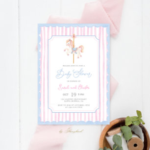 Carrousel Baby shower Invitation Kaart