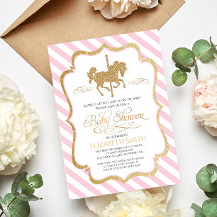 Carrousel Baby shower Invitation Kaart