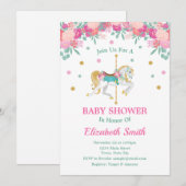 Carrousel Baby shower Invitation Merry Go Round Kaart (Voorkant / Achterkant)