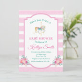 Carrousel Baby shower Invitation Merry Go Round Kaart (Staand voorkant)