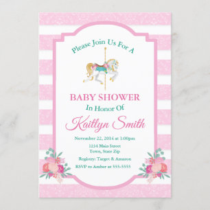 Carrousel Baby shower Invitation Merry Go Round Kaart