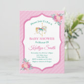 Carrousel Baby shower Invitation Merry Go Round Kaart (Staand voorkant)