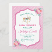 Carrousel Baby shower Invitation Merry Go Round Kaart (Voorkant / Achterkant)