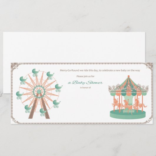 Carrousel Baby shower Invite Kaart (Voorkant / Achterkant)